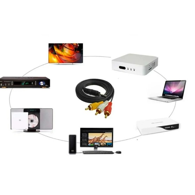 สาย rca 1 ออก 3 สาย AV 3.5mm เข้า 1 ออก 3 RCA สายสัญญาณภาพและเสียง Audio Stereo สายสัญญาณ RCA 1 ออก3