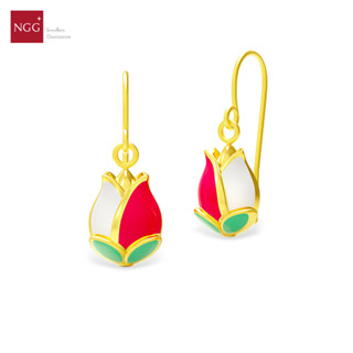 NGG Story of Diva Pink Tulip Earring ต่างหูดอกทิวลิป ทองคำแท้ 99.9% (มีใบรับประกัน)