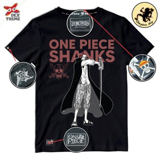 ONE PIECE T-Shirt SHANKS เสื้อ วันพีช ลาย จักรพรรดิ  แซงค์ ผมแดง สีดำ