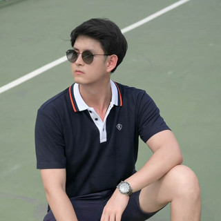 POLOLAND เสื้อโปโลชายทรงตรง รุ่นเนคไท II - สีกรม (+2 สี)