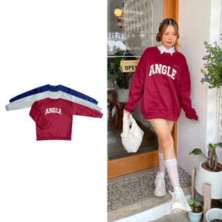 Big Store🎁เสื้อสเวตเตอร์คอกลมสกรีนลาย ANGLE 3 สี แขนยาว ผ้าสำลี