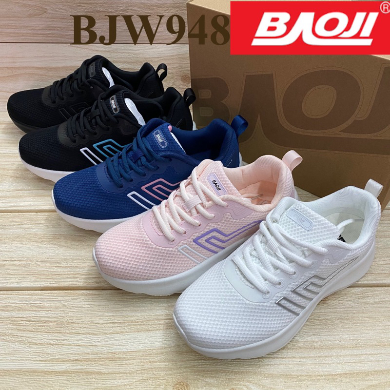 Baoji BJW 948 รองเท้าผ้าใบหญิง (37-41) สีดำ/ดำขาว/ขาว/กรม/ชมพู ซสศ