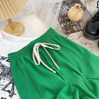 [ลูกค้าใหม่ 1 บาท]พร้อมส่งจากไทย โปรแรง กางเกงวอร์ม กางเกงขายาว ผ้าร่อง เนื้อผ้าทิ้งตัว ไม่บาง ทรงสวยมาก ทรงดูผมสูงMW040