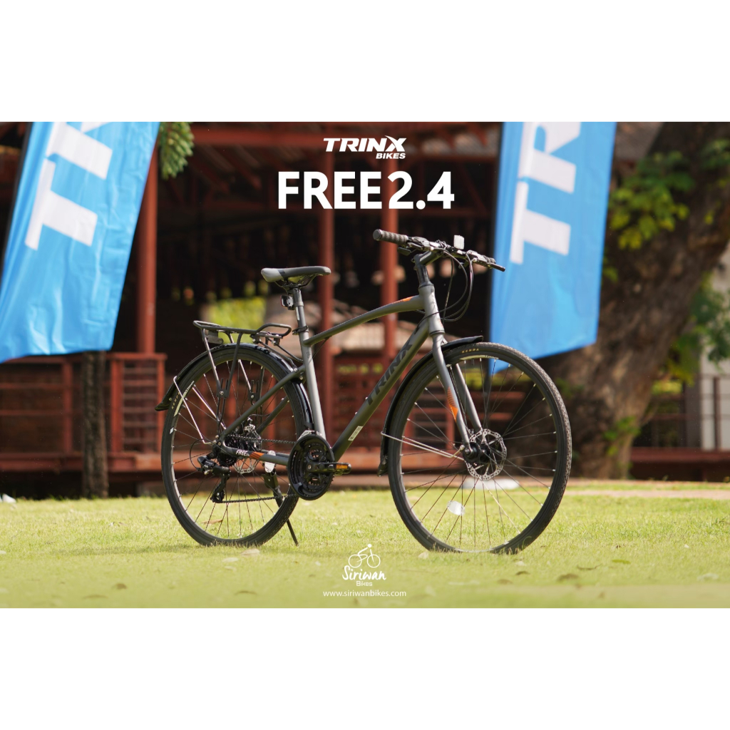 *ผ่อนได้ คอยน์คืน* TRINX FREE 2.4 2023 จักรยานไฮบริด เฟรมอลูมิเนียม 24 สปีด ดิสเบรค พร้อมตะแกรง บังโคลน ขาตั้ง