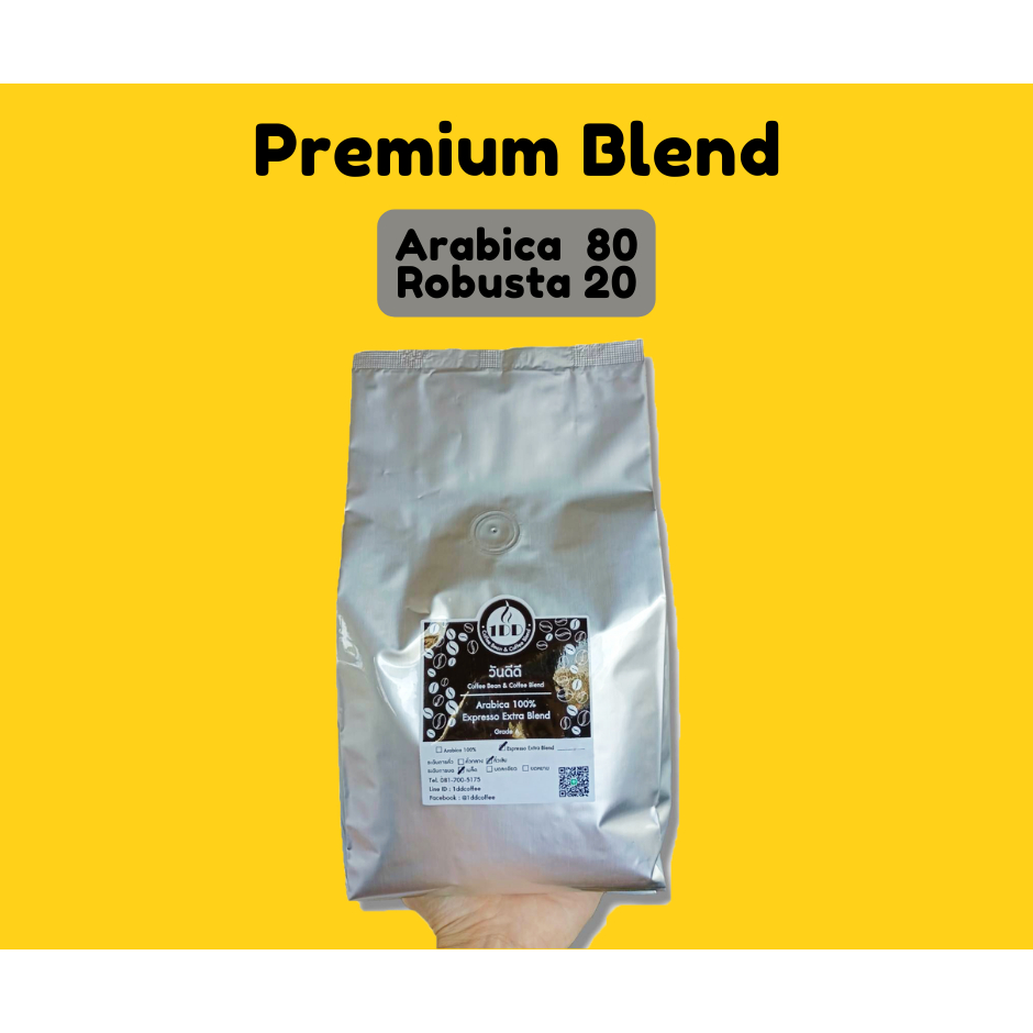👍สูตรแนะนำ👍 1kg กาแฟเบลนด์ สูตร1 A80R20 เมล็ดกาแฟคั่ว Coffee Blend กาแฟหอมสูตรเข้มข้น