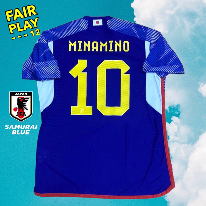 เสื้อทีมชาติญี่ปุ่น JAPAN 2022 เกรดเพเยอร์ Authentic มือ2 สภาพดีงามเหมือนใหม่ ของแท้ชื่อเบอร์ MINAMINO10แท้ ไซค์ 2XL