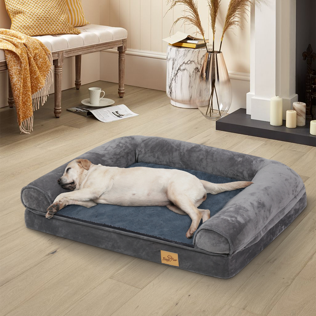 Bingopawที่นอนสุนัขโฟมขนาดใหญ่กันน้ำสัตว์เลี้ยง Cuddler โซฟาเก้าอี้นวมที่ถอดออกได้ Orthopedic Waterproof Dog Bed Bolster