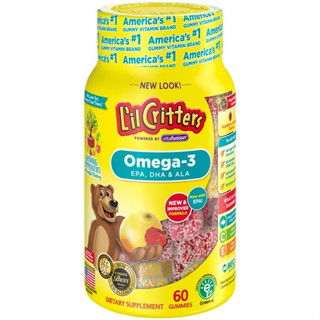 60ชิ้น Exp.06/24 Lil Critters Omega-3 DHA Gummy ขนาด 60 gummies วิตามินเสริมโอเมก้าและดีเอชเอแบบกัมมี่เคี้ยว