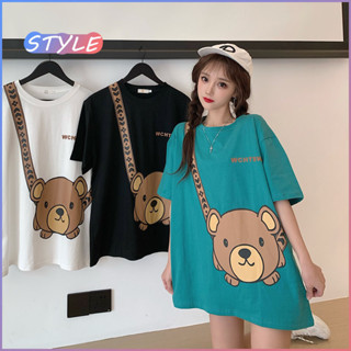 STYLE 2384&amp; สไตส์วัยรุ่นเกาหลี กีฬาลำลอง สุดคิ้วท์ cute เสื้อยืดคอกลม ลายเเฟชั่นสุดๆสวยเท่ห์