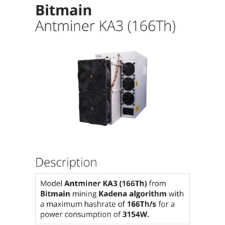 Bitmain Antminer KA3 (166Th)