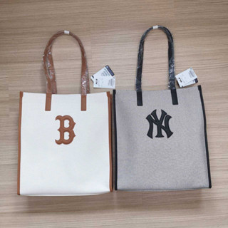 &lt;พร้อมส่ง&gt;MLB Basic Canvas Vertical Tote Bag กระเป๋าสะพายข้างใบใหญ่ จุของได้เยอะ ข้างในมีช่องเล็กอีกช่อง