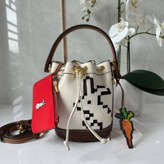 Tory Burch MINI PIXELATED RABBIT BUCKET BAG