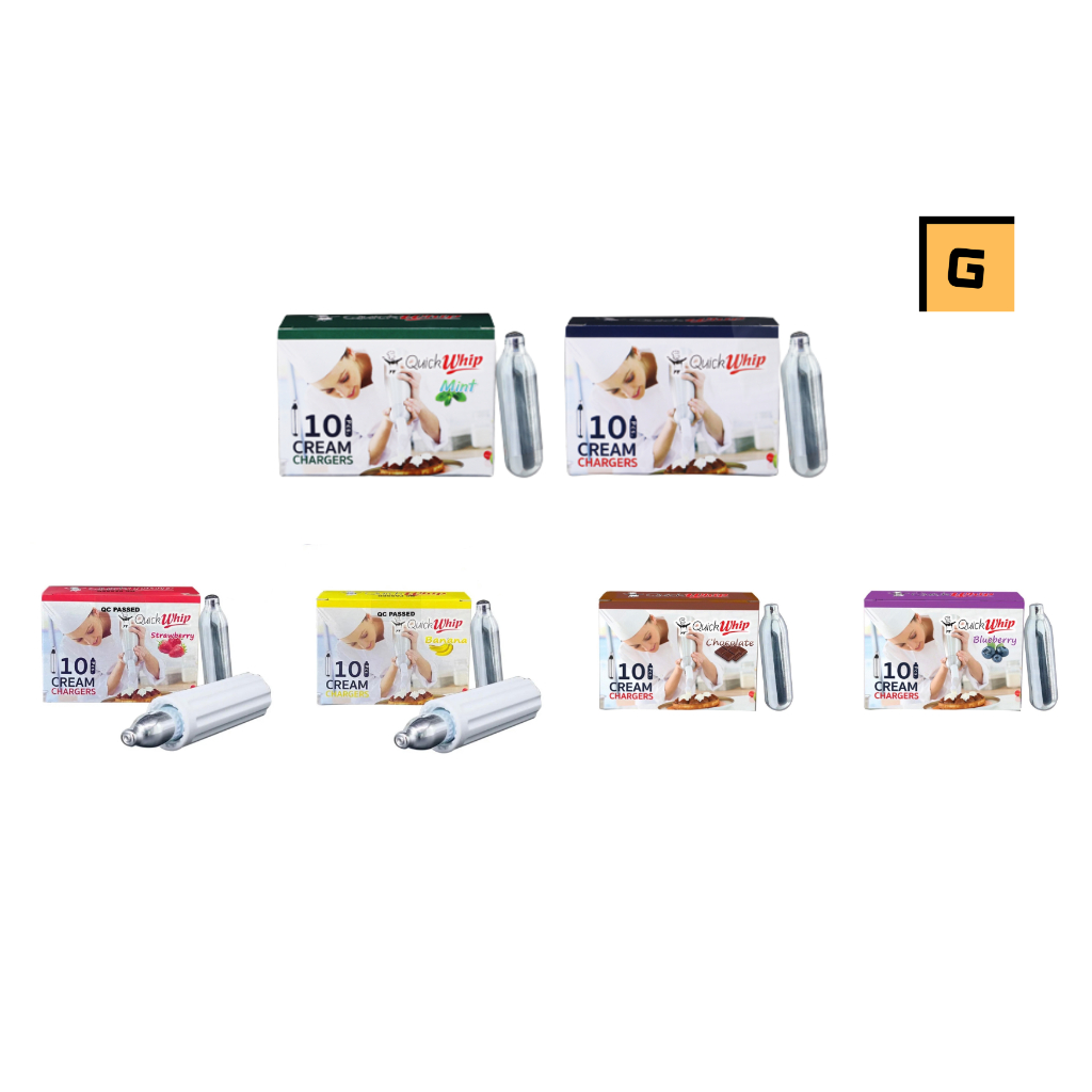 Quickwhip หลอดแก๊สไนตรัสออกไซด์ หลอดแก๊สวิปครีม กลิ่นออริจินอล,มิ้นท,สตอเบอรี่,กล้วย,บลูเบอรี่,ช็อคโกแลต