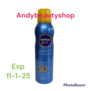 ของแท้ 💯 Nivea Sun Spray Protect &amp; Dry Touch Immediate SPF50 200ml นีเวีย ครีมกันแดด สูตรกันน้ำ ไม่ทำร้ายปะการัง