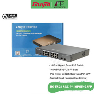 💥1Free1💥REYEE Switch(สวิตซ์ฮับ)Port Gigabit 16POE+2SFP รุ่นRG-ES218GC-P(ประกัน3ปี)