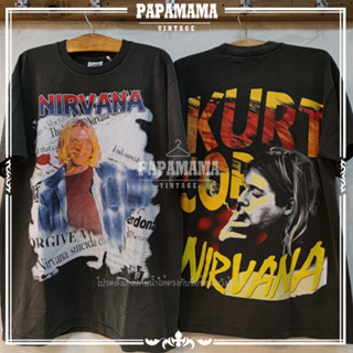 [ NIRVANA ] Kurt Cobain grunge legend The Original Vintage เสื้อวง เสื้อร๊อก เสื้อวินเทจ papamama vintage shirt