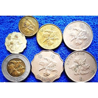 เหรียญ​ต่างประเทศ​ ฮ่องกง​ Hong​ Kong, ชุด​เต็ม​สมบูรณ์, 10,20,50 Cent, 1,2,5,10 Dollar, # 668E,ใช้แล้ว