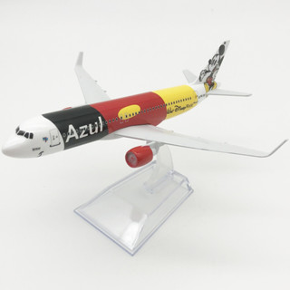 [16CM] โมเดลเครื่องบิน Azul Brazilian Airbus A320 Mickey Mouse Aircraft Model ทำจากเหล็ก พร้อมฐาน ของเล่น ของสะสม