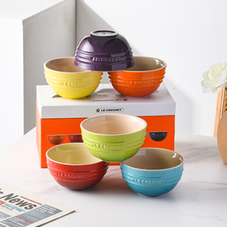 French cool color LC 10CM rice bowl stoneware rainbow bowl 6-piece gift box