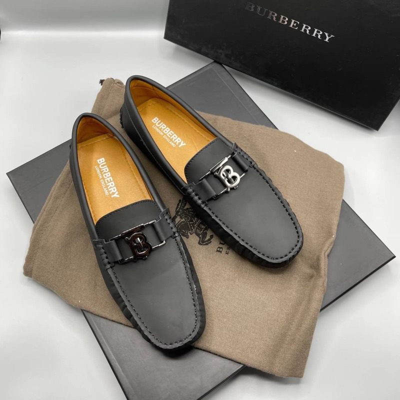 NEW BURBERRY LOGO SIGNATURE DRIVER LOAFER SHOES
