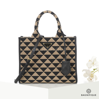 TOTE 1BA354 SMALL BEIGE BLACK JACQUARD GHW