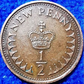 เหรียญ​อังกฤษ​ UK, 0.5 Pence, (Elizabeth), #​737T, ใช้แล้ว