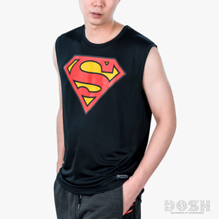 DOSH MENS T-SHIRTS SUPERMAN เสื้อยืดคอกลม แขนกุด ผ้าโพลีเอสเตอร์ ผู้ชาย FSMT5230-BL