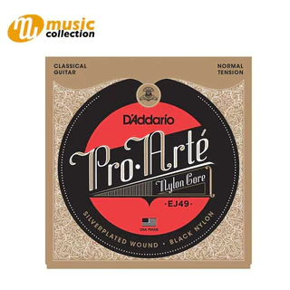 สายกีตาร์คลาสสิก D'Addario EJ49 Pro-Arté Black Nylon, Normal Tension