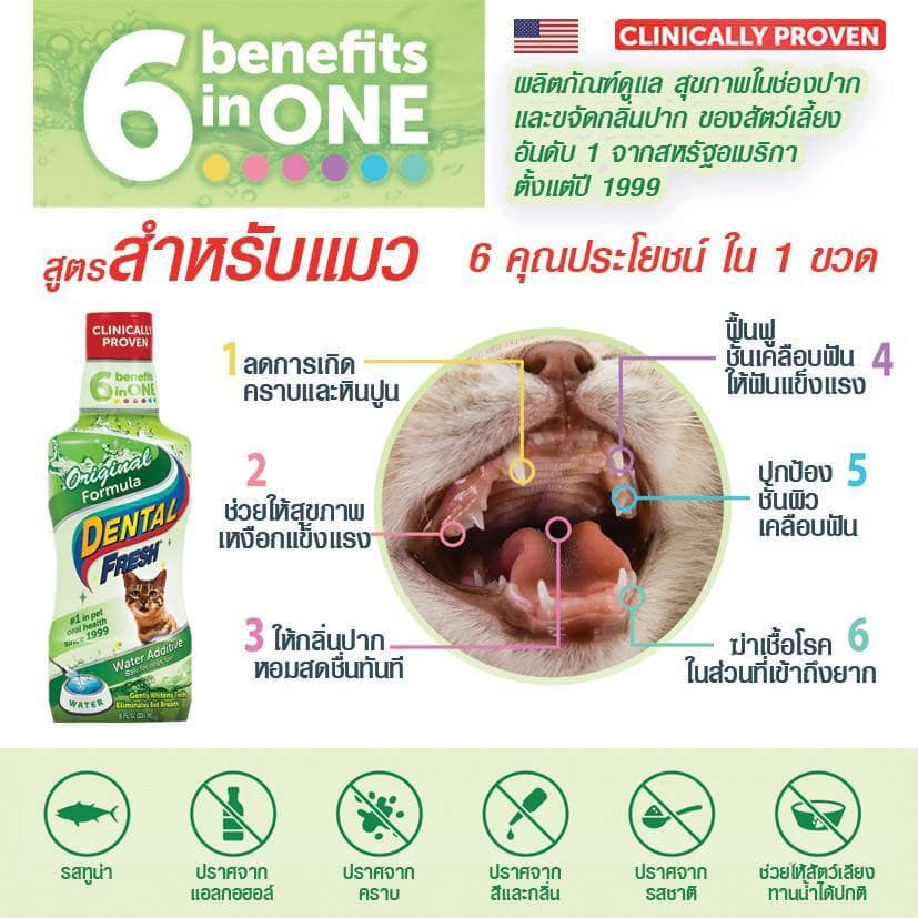 DENTAL FRESH (เดนทัล เฟรช) ผลิตภัณฑ์ดูแลสุขภาพในช่องปากสำหรับแมว ขนาด 8 oz - รูปที่ 2
