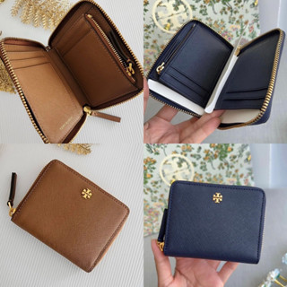 🎀 (สด-ผ่อน) กระเป๋าสตางค์ ซิปรอบใบสั้น สีน้ำตาล 136098 Tory burch Emerson medium wallet