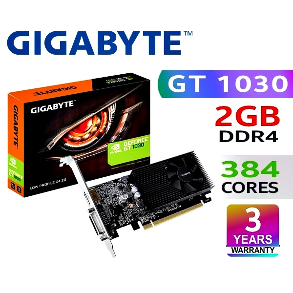 VGA (การ์ดแสดงผล) GIGABYTE GT 1030 LOW PROFILE D4 2G - 2GB DDR4 (GV-N1030D4-2GL)