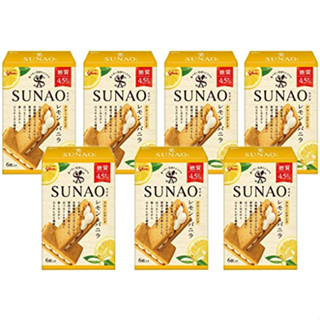 Glico (ลดราคา 50% น้ําตาล) Sunao ครีมแซนวิชเลม่อน &amp; วานิลลา 6 ชิ้น X 7 ถุง ส่งตรงจากญี่ปุ่น