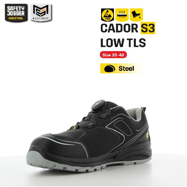 [ของแท้พร้อมส่ง] Safety Jogger รุ่น CADOR S3 LOW TLS รองเท้าเซฟตี้หุ้มส้นที่ไม่มีเชือก มาตราฐาน S3P หัวเหล็ก พื้นเหล็ก