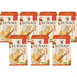 Glico Sunao ครีมแซนวิช อัลมอนด์ &amp; วานิลลา (น้ําตาล 4.5 กรัมต่อชิ้น) 6 ชิ้น X 7 กล่อง ส่งตรงจากญี่ปุ่น