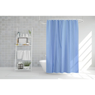 Shower curtain ผ้าม่านห้องน้ำ PEVA ม่านห้องน้ำโรงแรม รีสอร์ท สีฟ้า 180x220cm S191100-2BL