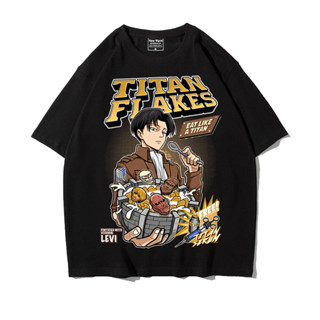 เสื้อยืดอนิเมะ Levis Attack on Giants เสื้อยืดคอกลมผ้าฝ้าย