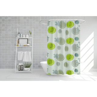 Shower curtain ผ้าม่านห้องน้ำ PEVA ม่านห้องน้ำโรงแรม รีสอร์ท ลายวงกลม 180x220cm S191103-2B