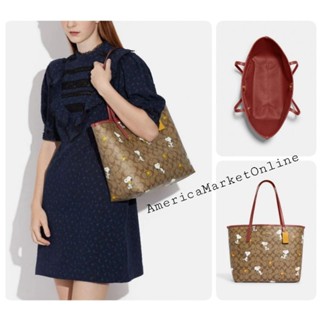 กระเป๋า COACH/ COACH X PEANUTS CITY TOTE IN SIGNATURE CANVAS WITH SNOOPY WOODSTOCK PRINT (COACH CF166)