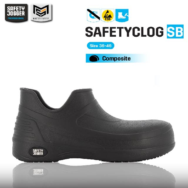 [ของแท้พร้อมส่ง] Safety Jogger รุ่น SAFETYCLOG SB รองเท้าเซฟตี้ยาง กันลื่น น้ำหนักเบา หัวคอมโพสิท