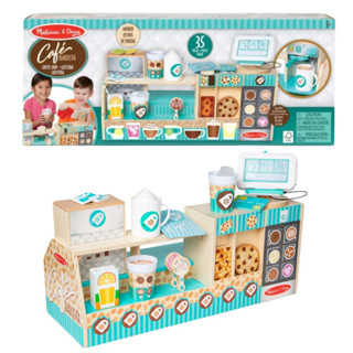 Melissa &amp; Doug Deluxe Cafe Barista ชุดเคาน์เตอร์กาแฟ เล่นเปิดร้านกาแฟ เล่น2 ด้าน