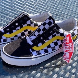 รองเท้า VANS OLD SKOOL black and white checkered with yellow 🐯🔔🐮 สินค้าพร้อมกล่อง