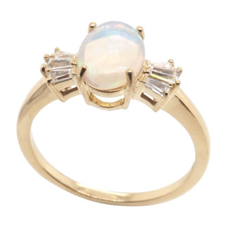 แหวนพลอยแท้   ETHIOPIAN OPAL Silver 925 ชุบทอง 18K