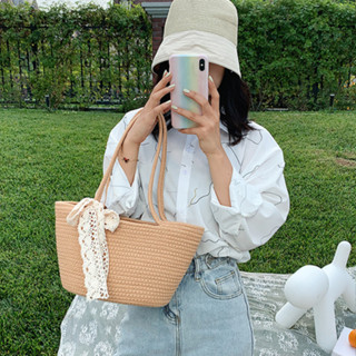 TN-222/ShopAt.Two/พร้อมส่งกระเป๋าเชือกฝ้าย กระเป๋าถือ กระเป๋าสานสะพายข้าง