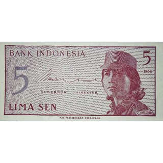 แบงก์​อิน​โด​นีเซีย​ Indonesia, 5 Sen, ไม่​ผ่าน​ใช้​ UNC​, B851T