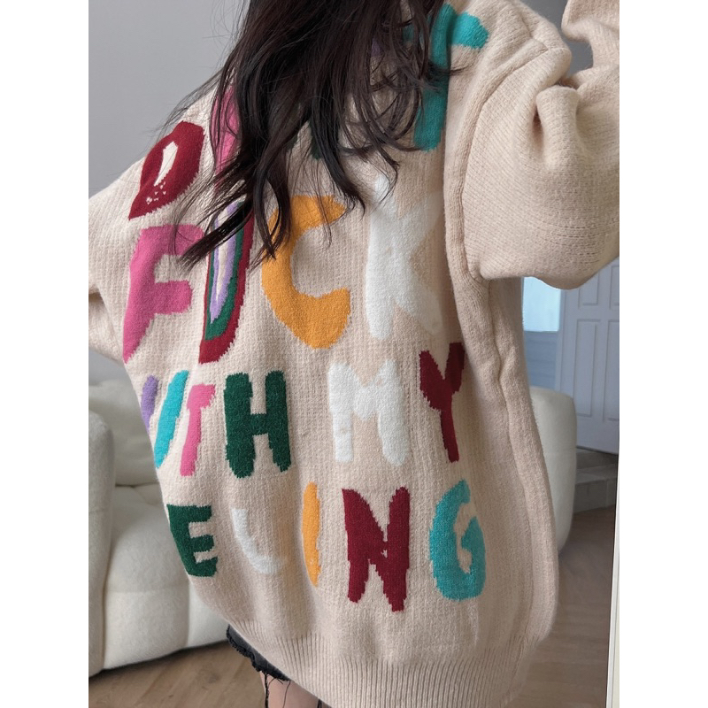 CHERISH (พร้อมส่ง) C32 เสื้อแขนยาว แบบสวม แฟชั่น Don't f**k with my feeling ผ้าหนานุ่ม คุณภาพ