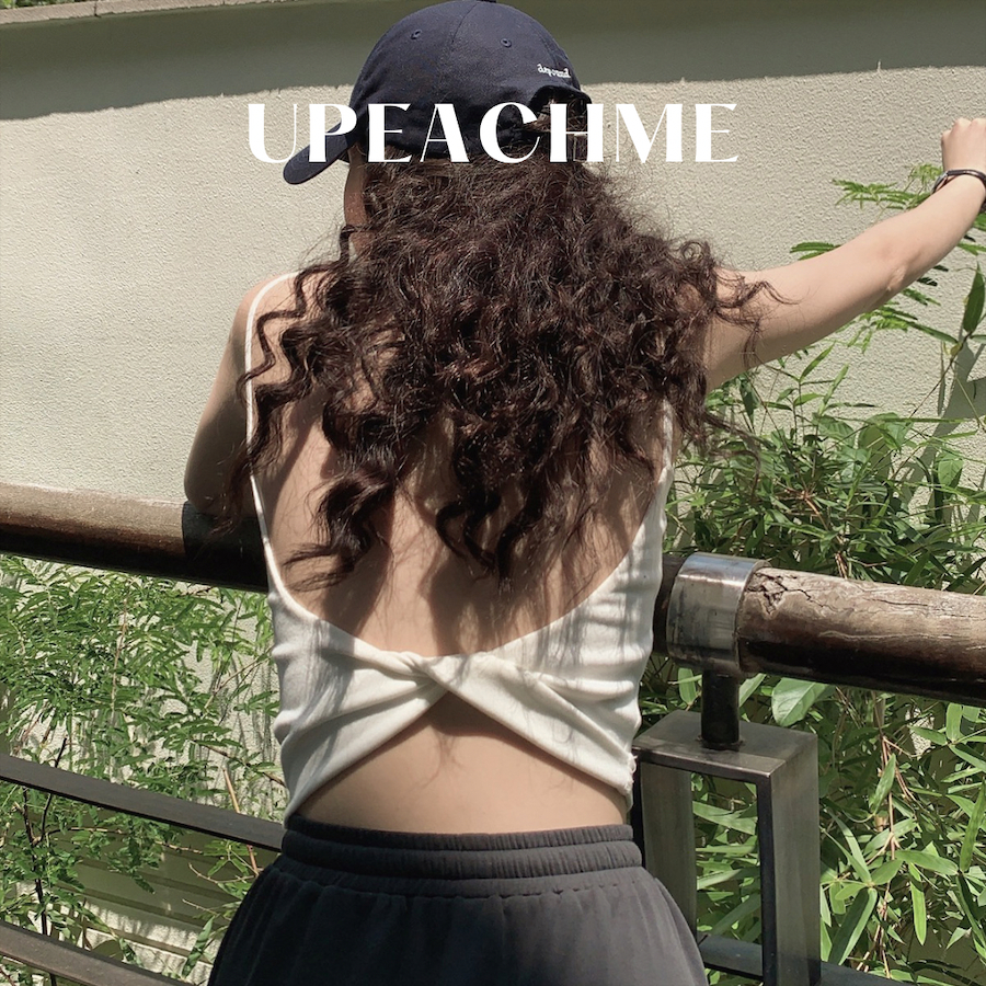 upeachme(C1,2,3) Swing Tank [อก24-40] เสื้อสายเดี่ยวไขว้หลังมีฟองน้ำในตัว เสื้อสายเดี่ยวเว้าหลังสีพื้น บราครอปไขว้หลัง