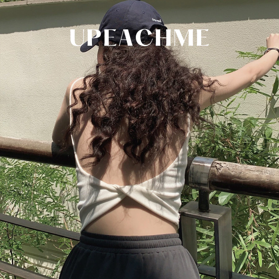 upeachme(C1,2,3) Swing Tank [อก24-40] เสื้อสายเดี่ยวไขว้หลังมีฟองน้ำในตัว เสื้อสายเดี่ยวเว้าหลังสีพื้น บราครอปไขว้หลัง