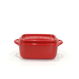 Lunch box กล่องข้าวพลาสติกมีหู สี่เหลี่ยม JP Quality 250ml 7x13x6 cm สีแดง 1598 RED