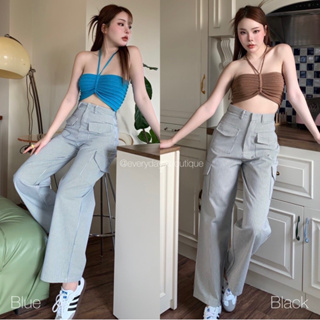 Y2k stripe pant (S,M,L 420฿ฟรีส่ง) กางเกงลายริ้วรุ่นใหม่ของทางร้านมาแล้วค่าา ทรงสวยมากกก! ดีเทลแต่งกระเป๋าคาร์โก้ valen