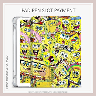 SpongeBob graffiti เคสไอเเพด air1/2/3/4/5 mini4/5/6 เคส iPad 10.2 gen7 8 9 gen10 case iPad pro11 2022 พร้อมถาดใส่ปากกา